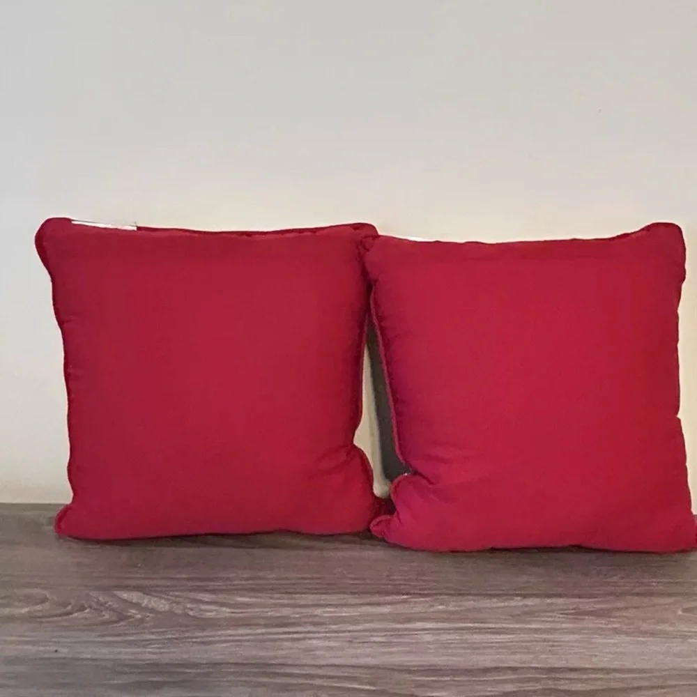 Christmas‎ decor 2 12” Poinsettia Beaded Sequin Sewn throw pillows With Zippers